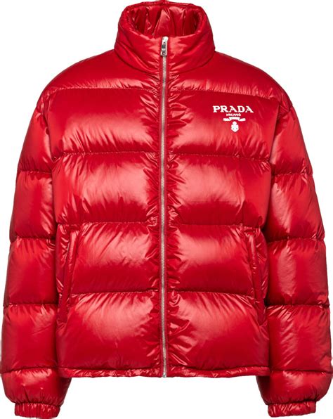 prada puffer jacket red|prada re nylon puffer jacket.